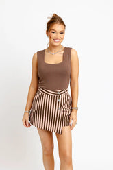 KARLIE SOLID DOUBLE KNIT SCOOP TANK