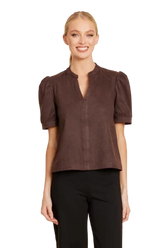 DOLCE CABO FAUX SUEDE JOHNNY COLLAR TOP