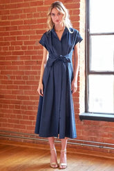 FINLEY SUEDED SATIN LONG ROCKY DRESS