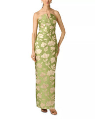AIDAN MATTOX WOVEN JACQUARD LONG DRESS