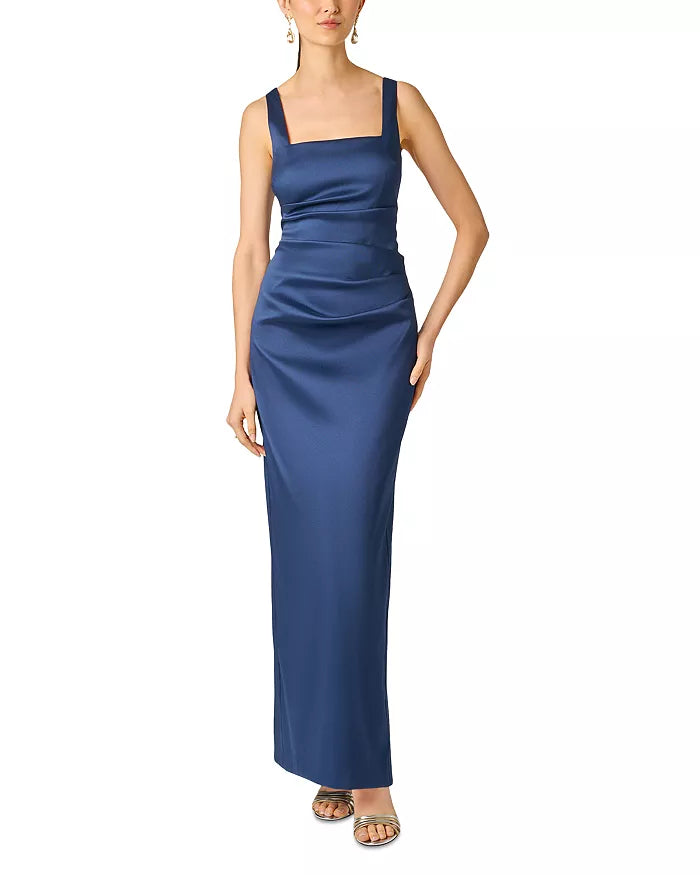 AIDAN MATTOX STRETCH MIKADO LONG DRESS