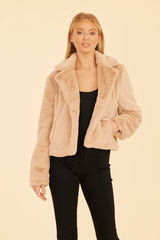 DOLCE CABO PLUSH FAUX FUR NOTCH COLLAR JACKET