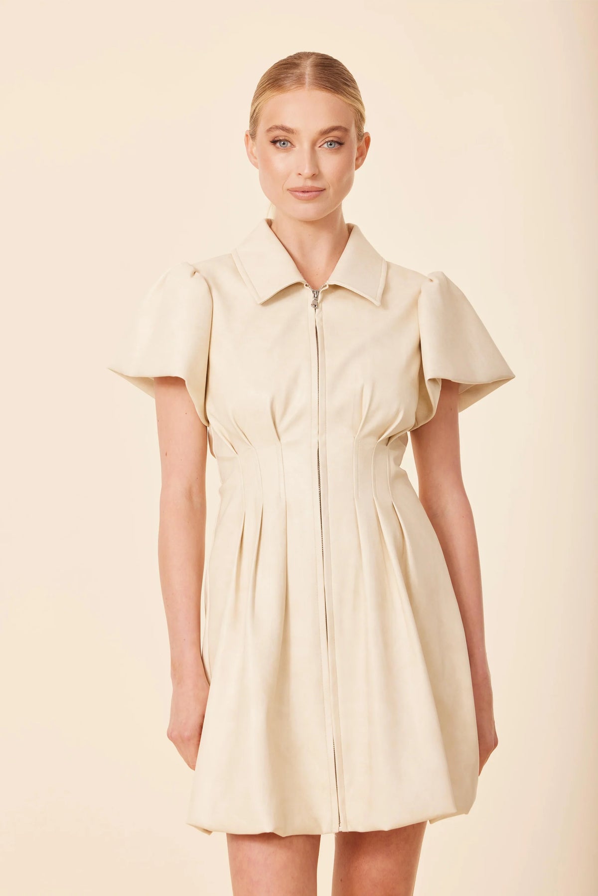 DOLCE CABO VEGAN LEATHER ZIP BUBBLE DRESS