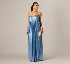 ADRIANNA PAPELL FOILED CHIFFON LONG DRESS