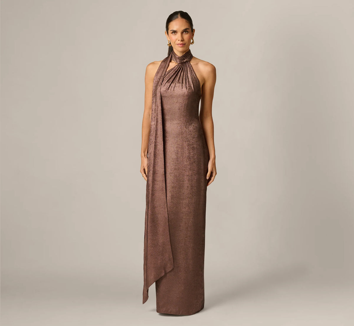 Adrianna Papell  Foiled Chiffon Long Dress