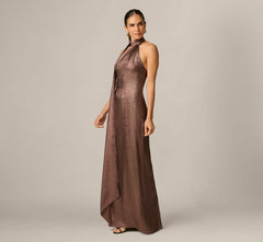 Adrianna Papell  Foiled Chiffon Long Dress