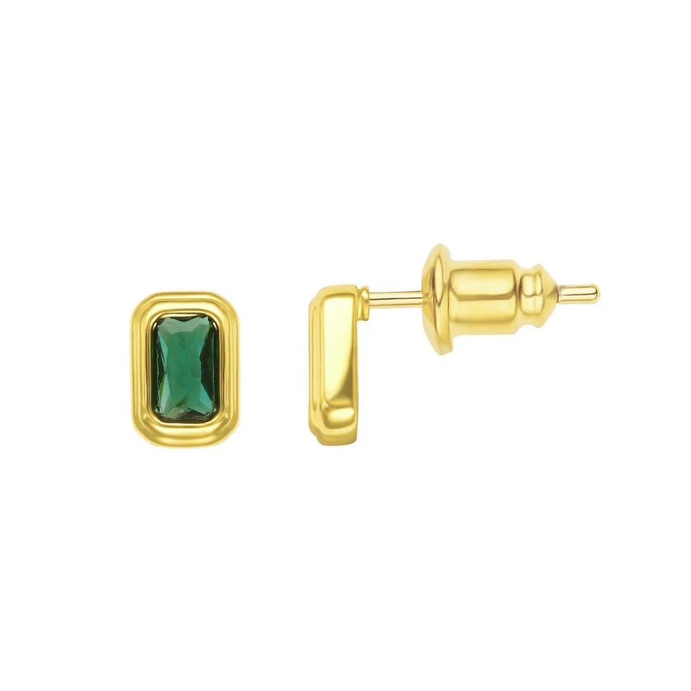 SAHIRA CLEMENTINE EMERALD BEZEL STUDS