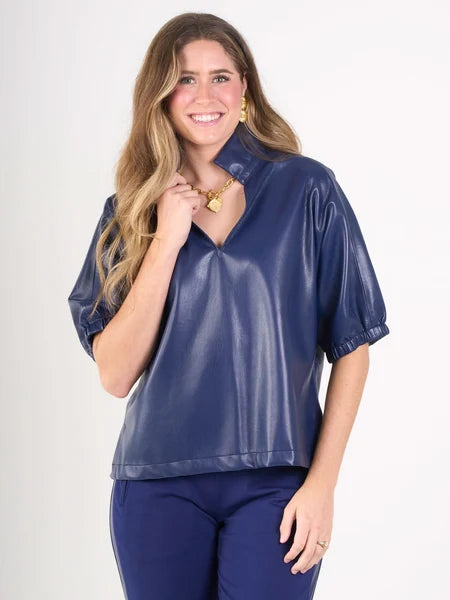 FINLEY MARCIE VEGAN LEATHER TOP
