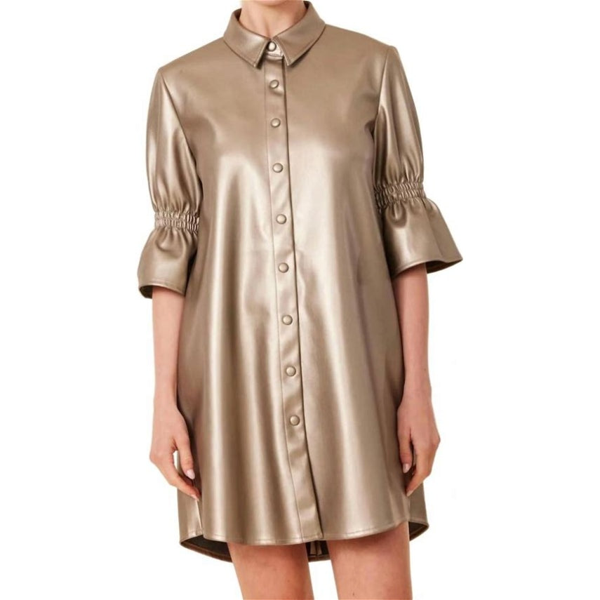 DOLCE CABO ANTIQUE GOLD RUFFLE DRESS