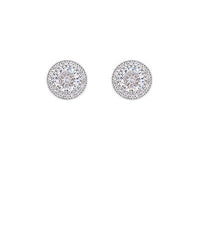 GS ROUND CZ W/PAVE TRIM EARRING