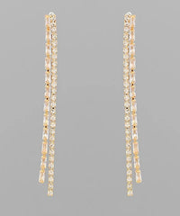 GS CZ BAGUETTE 2 LINE DROP EARRING