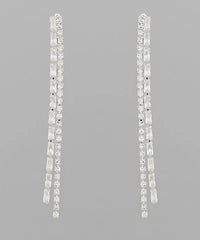 GS CZ BAGUETTE 2 LINE DROP EARRING