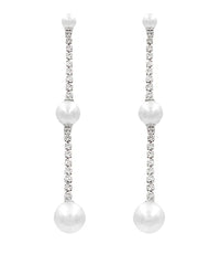 GS STATIONED PEARL & CUP CHAIN EARRING