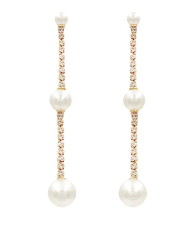 GS STATIONED PEARL & CUP CHAIN EARRING