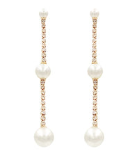 GS STATIONED PEARL & CUP CHAIN EARRING