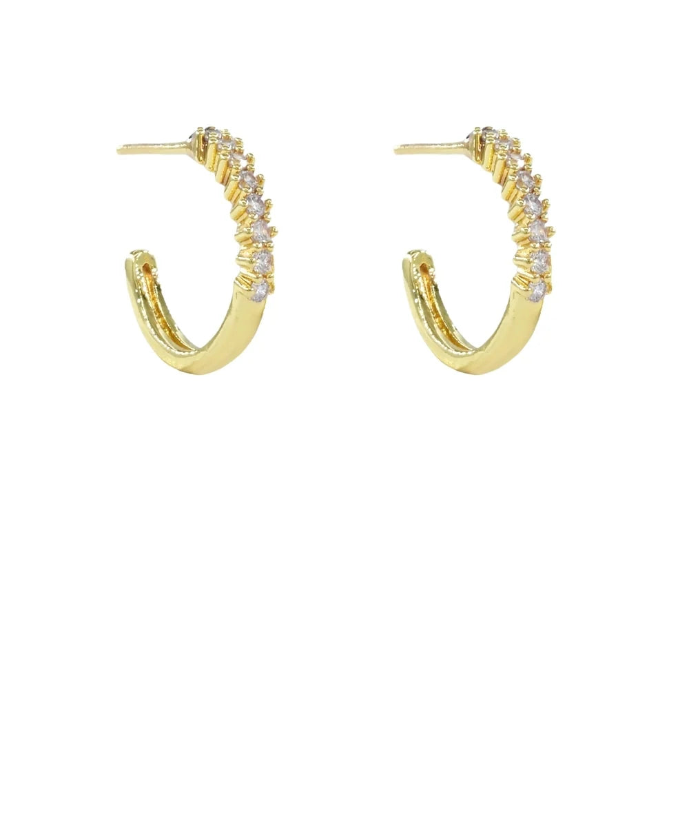 GS PAVE CZ HOOP EARRING