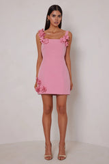 ELLE ZEITOUNE HANN MINI 3D APPLIQUE DRESS