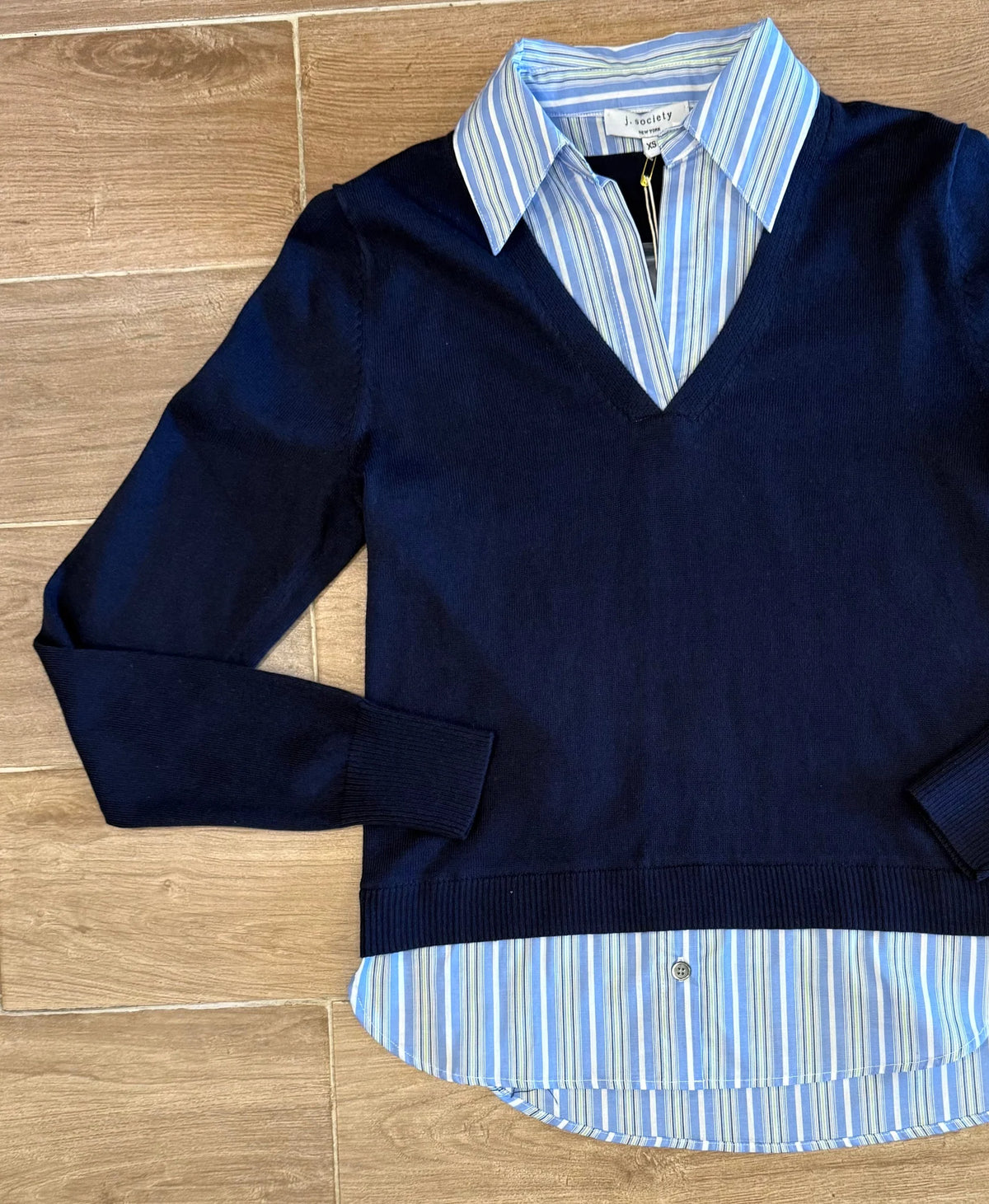 J. SOCIETY LONG SLEEVE TWOFER SWEATER