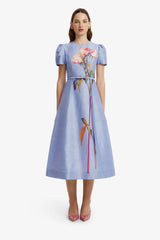 LEO LIN MARGUERITE SHORT SLEEVE MIDI DRESS