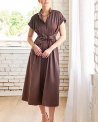 FINLEY SUEDED SATIN LONG ROCKY DRESS