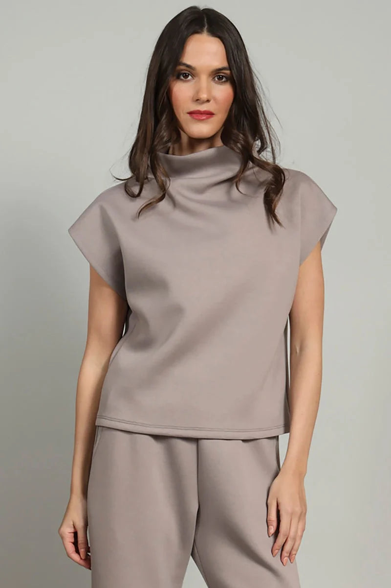 LOLA AND SOPHIE SPORTY FUNNEL NECK TOP