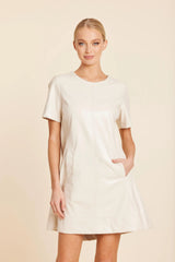 DOLCE CABO VEGAN LEATHER INVERTED PLEAT DRESS