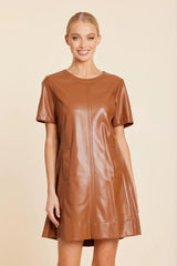 DOLCE CABO VEGAN LEATHER INVERTED PLEAT DRESS