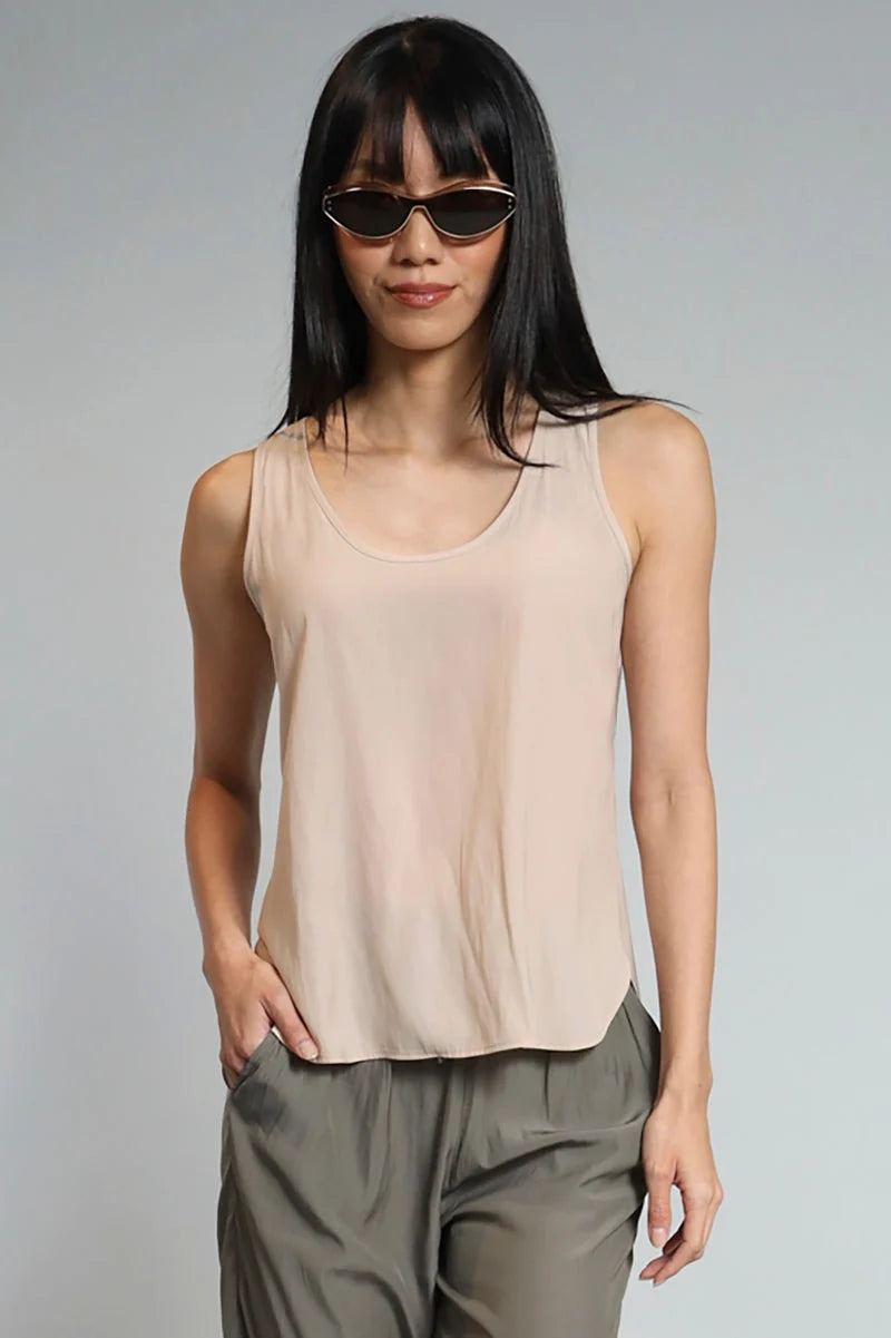 LOLA AND SOPHIE SHIRTTAIL D SATIN TANK