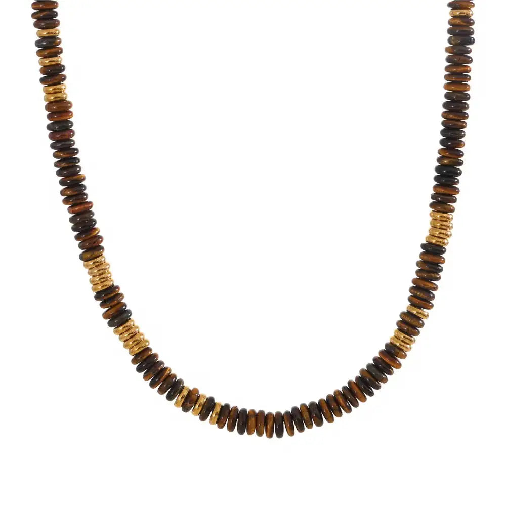 SAHIRA TIGER EYE BEADED NECKLACE