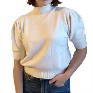 MILIO MILANO MOCK NECK BUBBLE SHOULDER KNIT TOP