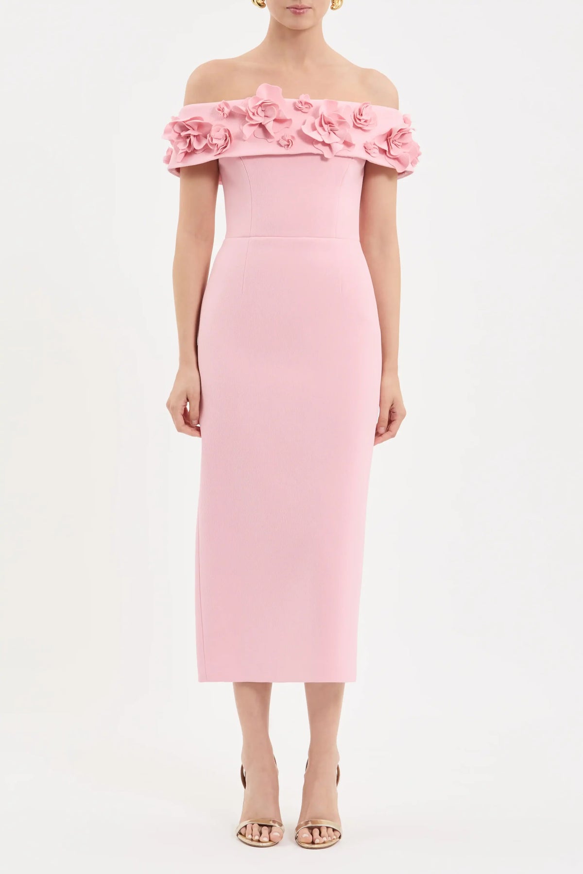 REBECCA VALLANCE YORKSHIRE OFF THE SHOULDER MIDI DRESS