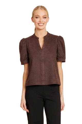DOLCE CABO FAUX SUEDE JOHNNY COLLAR TOP