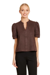 DOLCE CABO FAUX SUEDE JOHNNY COLLAR TOP