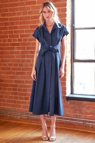 FINLEY SUEDED SATIN LONG ROCKY DRESS