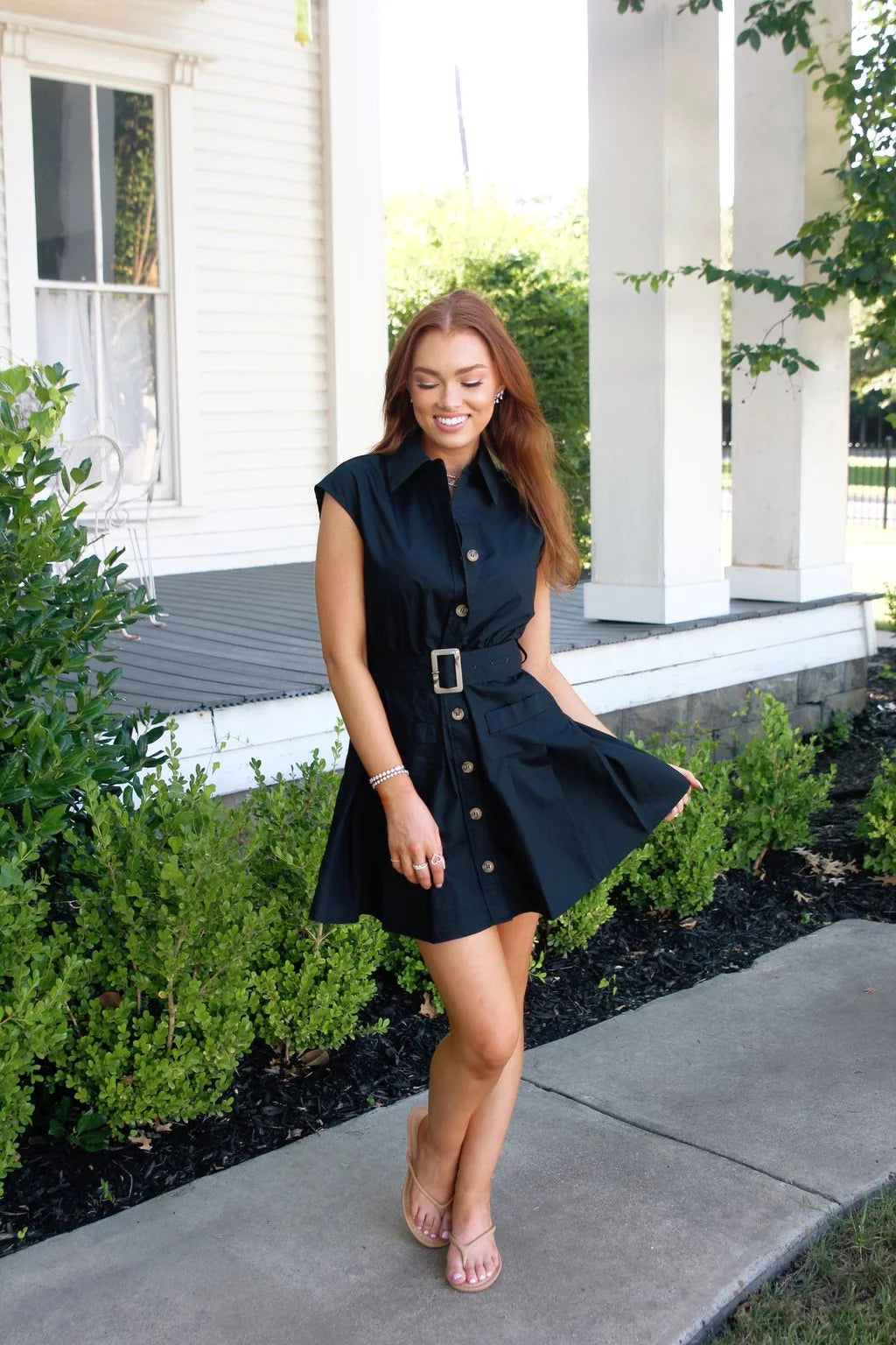 KARLIE SOLID POPLIN SHERIDAN SHIRT DRESS
