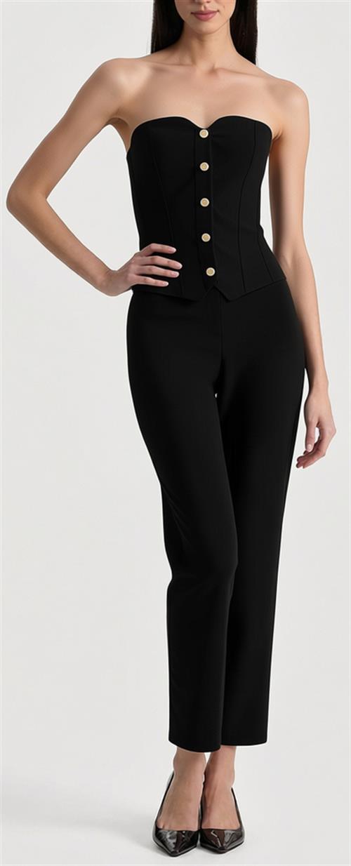 ALICE + OLIVIA KELCEY STRAPLESS BUTTON DOWN JUMPSUIT