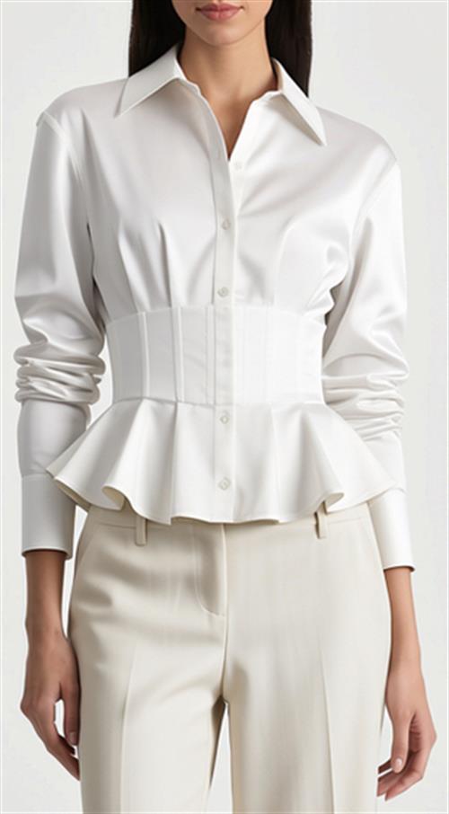 ALICE + OLIVIA EDIE GATHERED CORSET BUTTON DOWN TOP